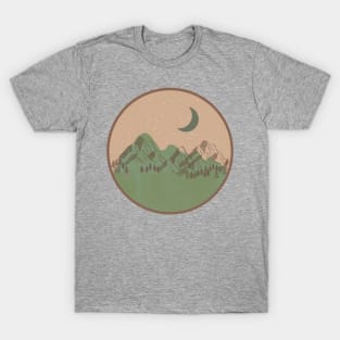 Boho Circle Shape Warm toned landscape Mounted Print T-Shirt